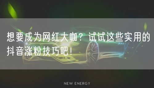 想要成为网红大咖？试试这些实用的抖音涨粉