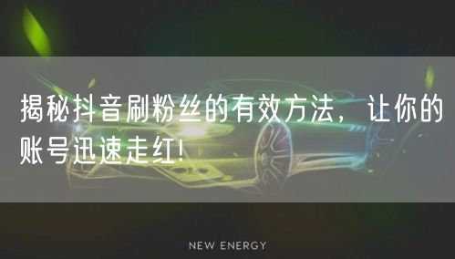 揭秘抖音刷粉丝的有效方法，让你的账号迅速