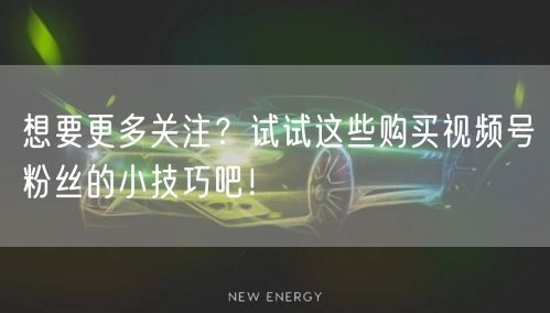 想要更多关注？试试这些购买视频号粉丝的小