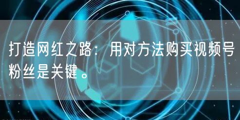 打造网红之路：用对方法购买视频号粉丝是关