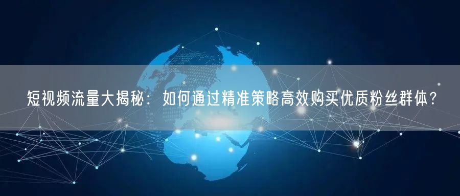 短视频流量大揭秘：如何通过精准策略高效购
