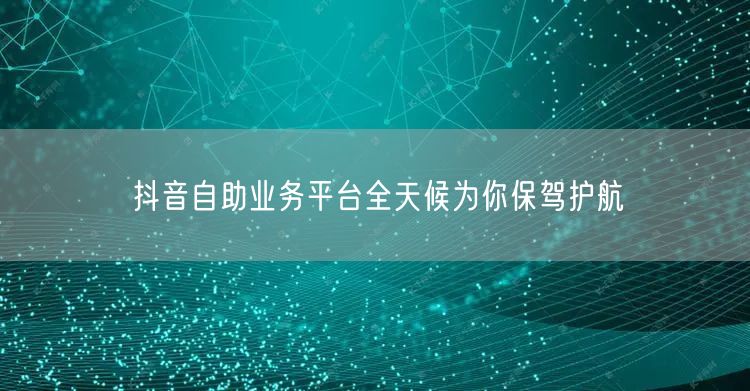 抖音自助业务平台全天候为你保驾护航