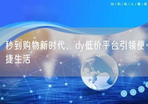 秒到购物新时代，dy低价平台引领便捷生活