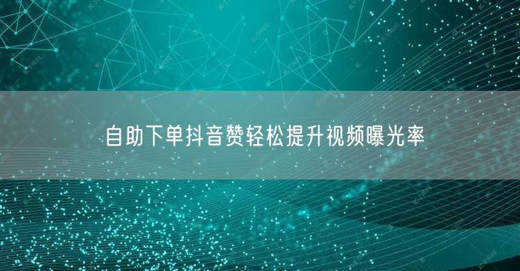 自助下单抖音赞轻松提升视频曝光率