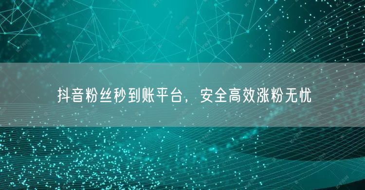 抖音粉丝秒到账平台，安全高效涨粉无忧