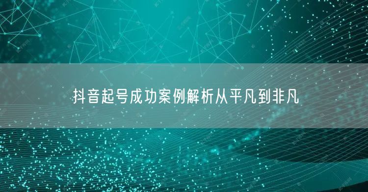 抖音起号成功案例解析从平凡到非凡