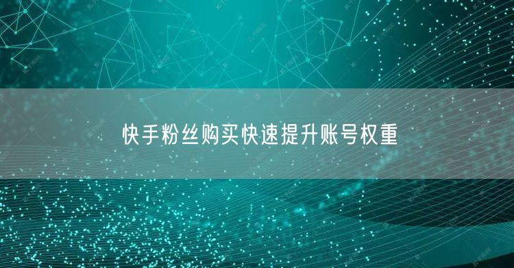 快手粉丝购买快速提升账号权重