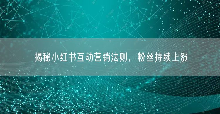 揭秘小红书互动营销法则，粉丝持续上涨