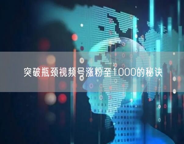 突破瓶颈视频号涨粉至1000的秘诀