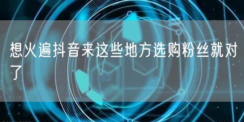 想火遍抖音来这些地方选购粉丝就对了
