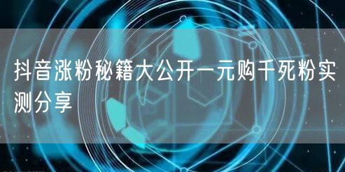 抖音涨粉秘籍大公开一元购千死粉实测分享