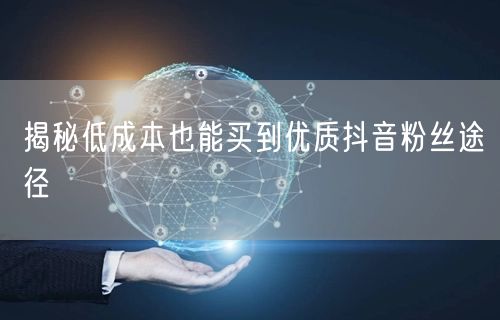 揭秘低成本也能买到优质抖音粉丝途径