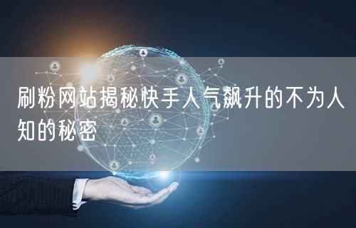 刷粉网站揭秘快手人气飙升的不为人知的秘密