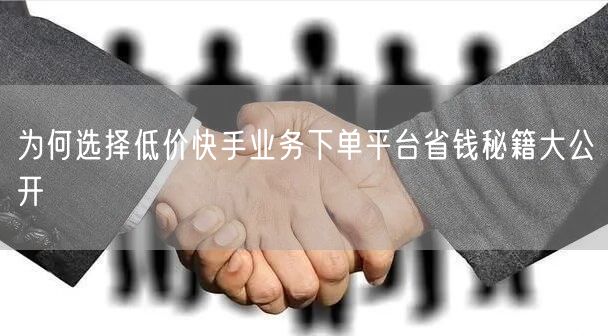 为何选择低价快手业务下单平台省钱秘籍大公