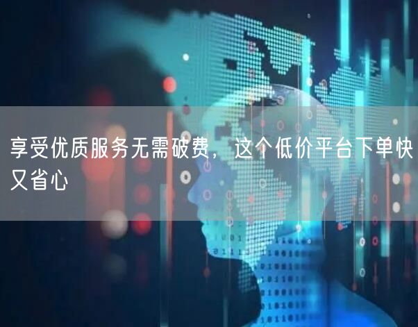 享受优质服务无需破费，这个低价平台下单快