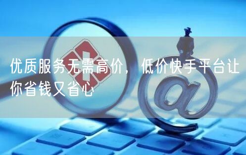 优质服务无需高价，低价快手平台让你省钱又