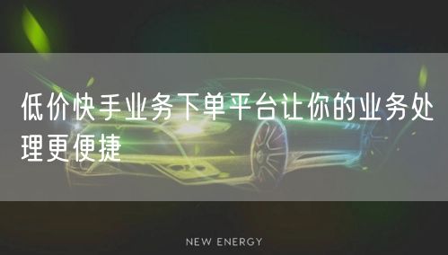 低价快手业务下单平台让你的业务处理更便捷
