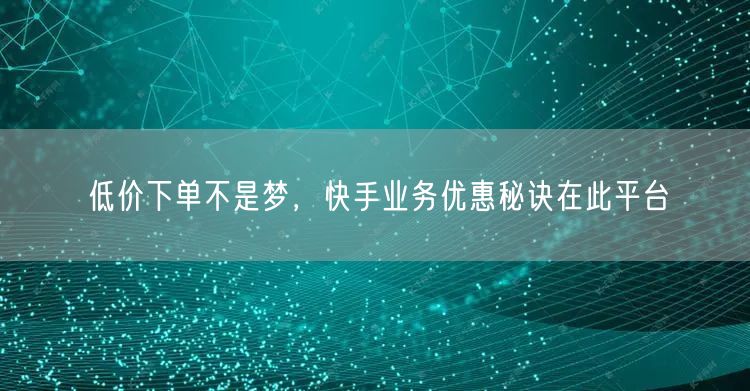 低价下单不是梦，快手业务优惠秘诀在此平台