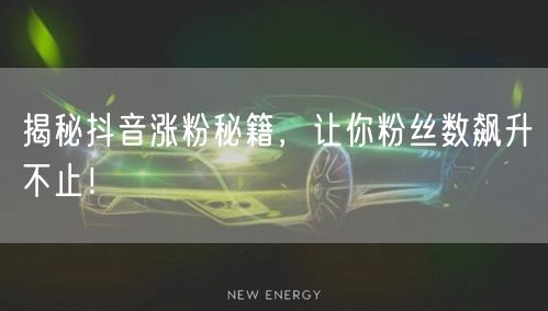 揭秘抖音涨粉秘籍，让你粉丝数飙升不止！