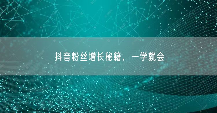 抖音粉丝增长秘籍，一学就会