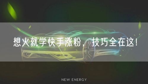 想火就学快手涨粉，技巧全在这！