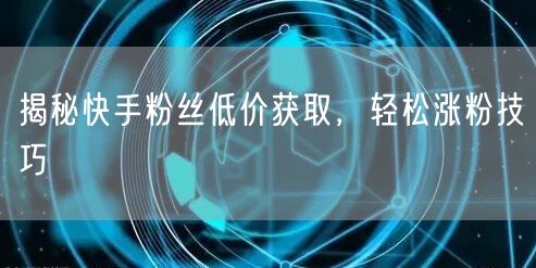 揭秘快手粉丝低价获取，轻松涨粉技巧