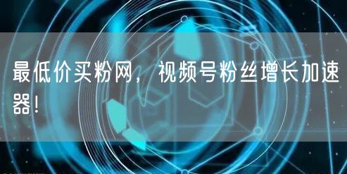 最低价买粉网，视频号粉丝增长加速器！