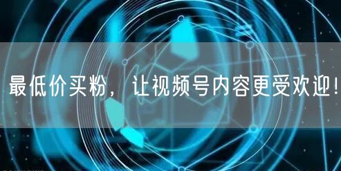 最低价买粉，让视频号内容更受欢迎！